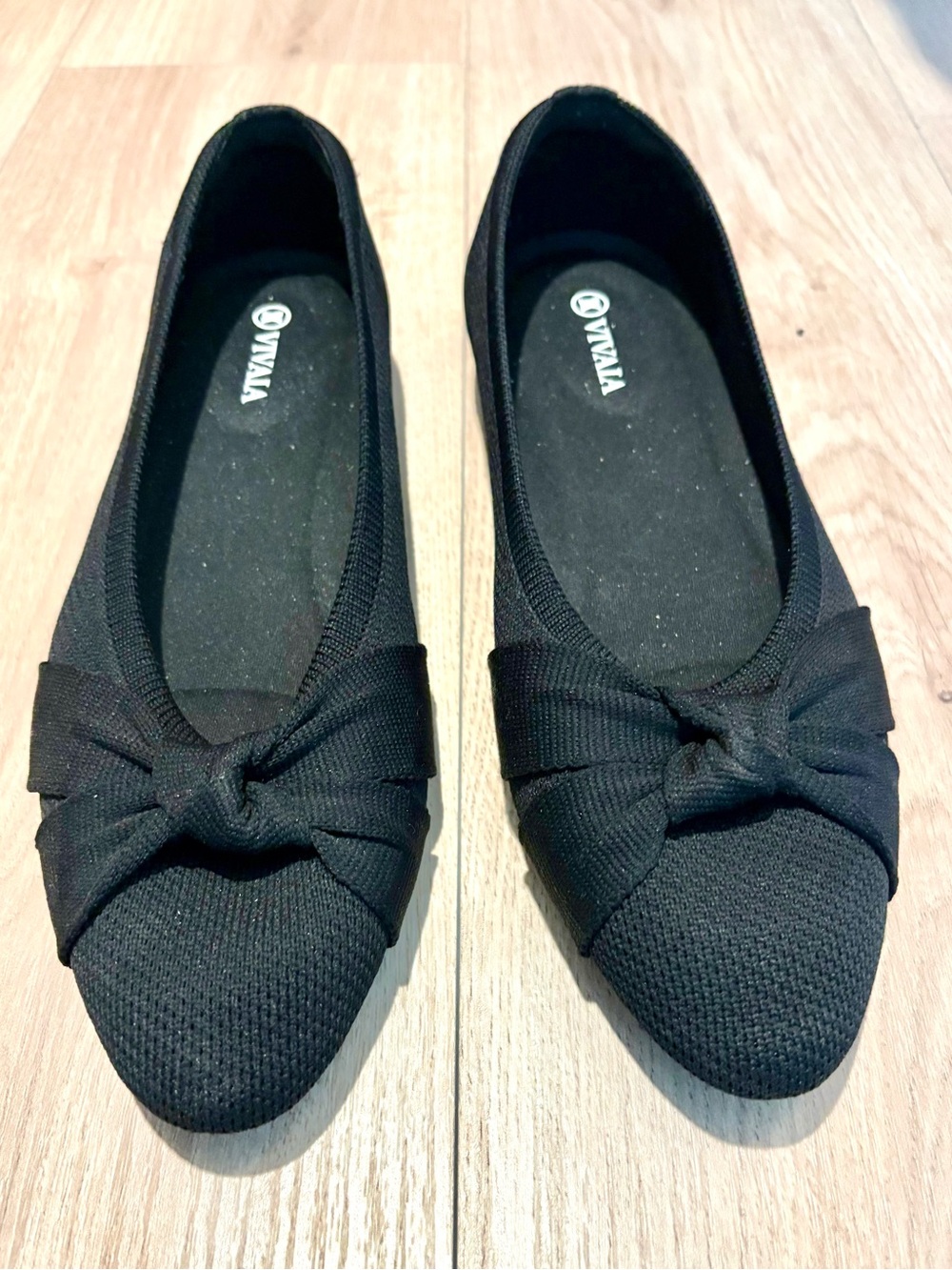 VIVAIA Black Knotted Pointed-Toe Flats — Women's Comfortable Slip-On